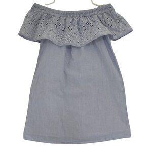 LOFT Petite, vintage dress with white and blue stripes, cotton, for women, XXSP